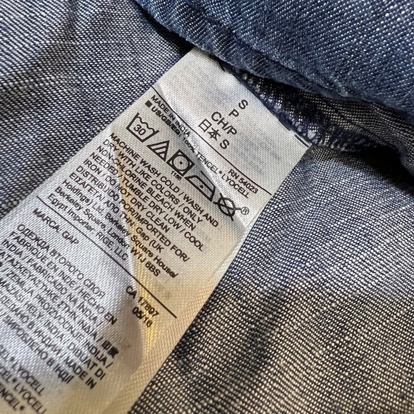 Chambray [GAP] 1/2 Button Down Mini Dress | NWT Blue Jean + Pockets | Small - Picture 5 of 16